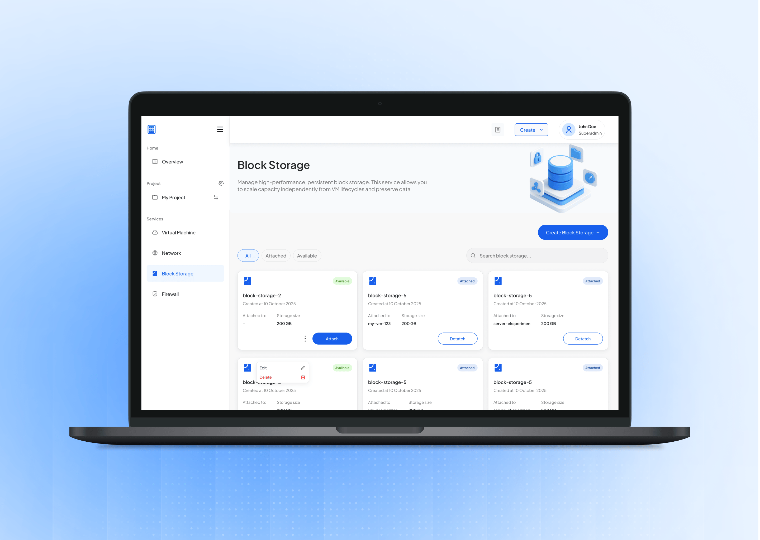 Block Storage Page